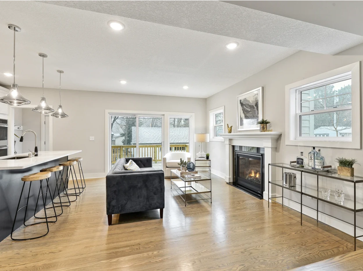 Remodeled kitchen with skylight and island